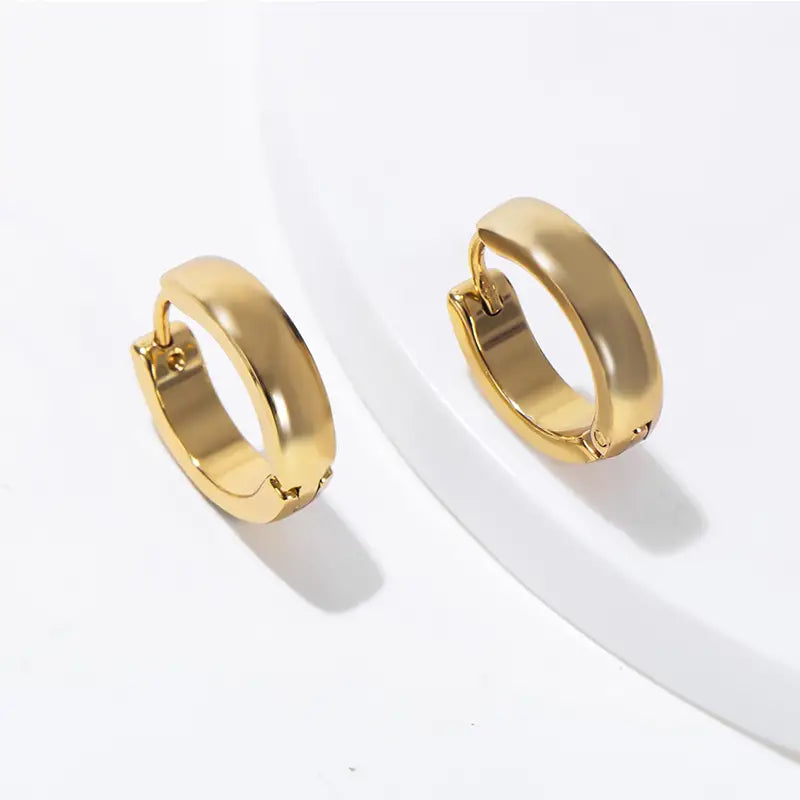 Stainless Steel Men's Small Rounded Huggie Hoop Earrings
