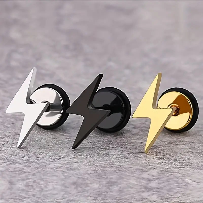 Stainless Steel Lightning Stud Earrings