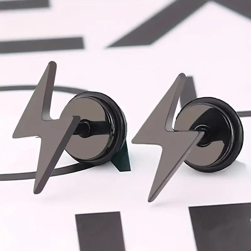 Stainless Steel Lightning Stud Earrings