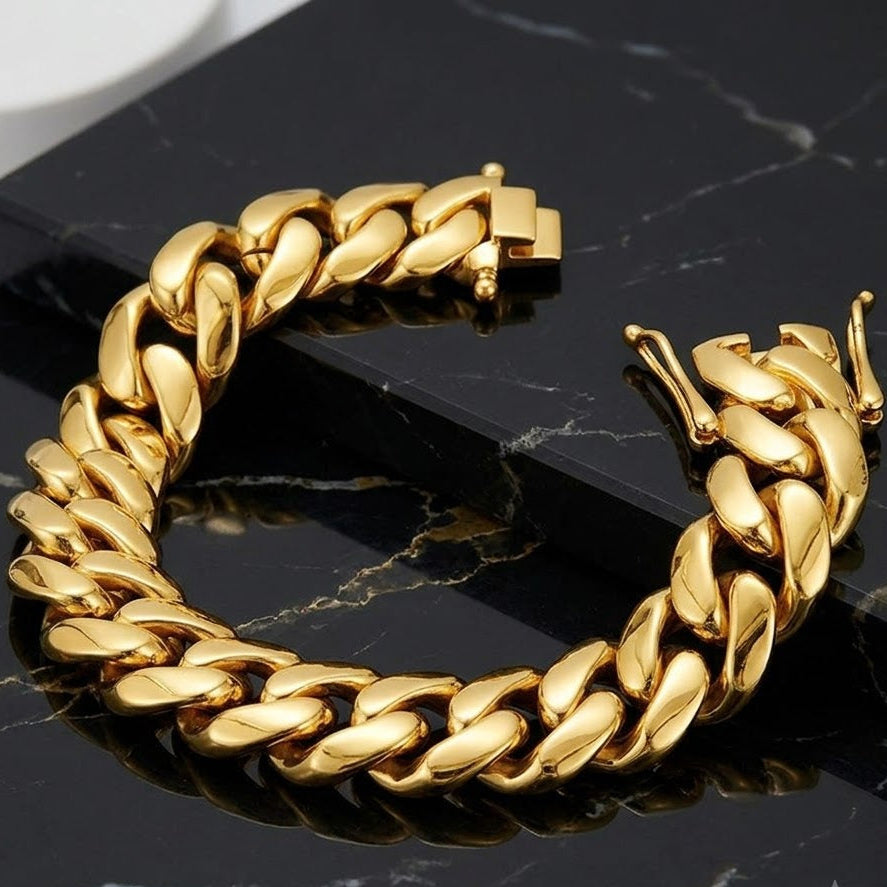 Cuban Miami Link Box Clasp Bracelet