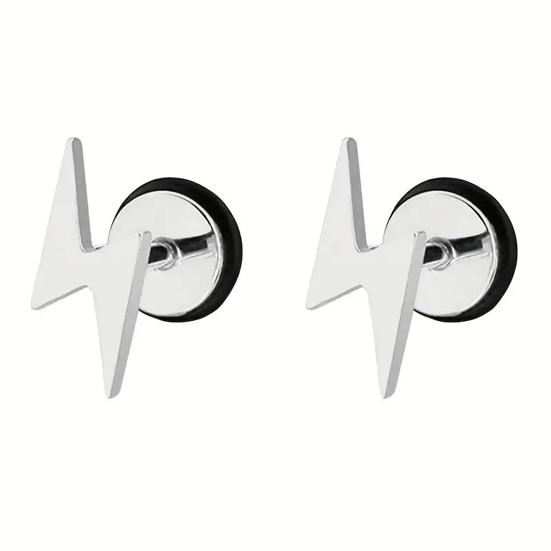 Stainless Steel Lightning Stud Earrings