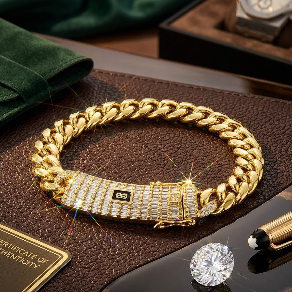 Iced out Bagguette Clasp Miami Cuban Link Collection
