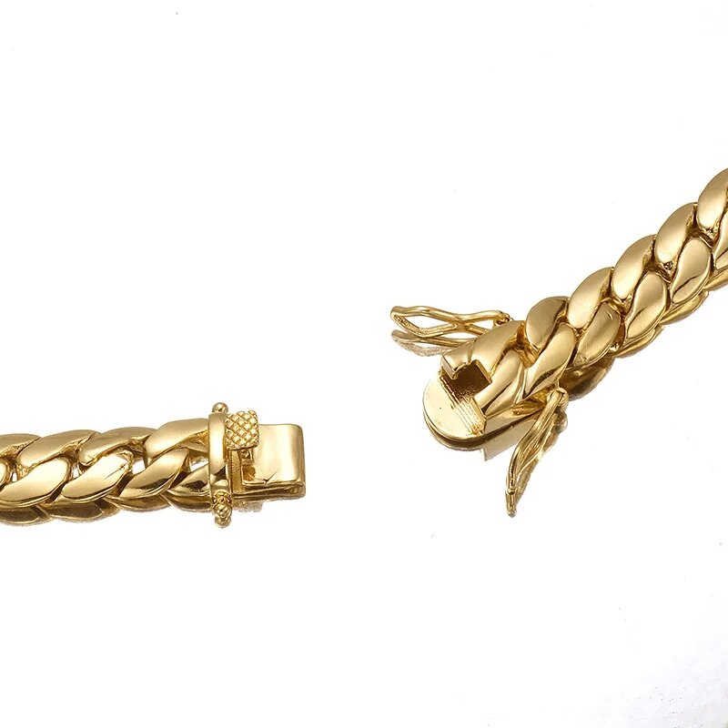 Gold Color Rounded Cuban Link Chain