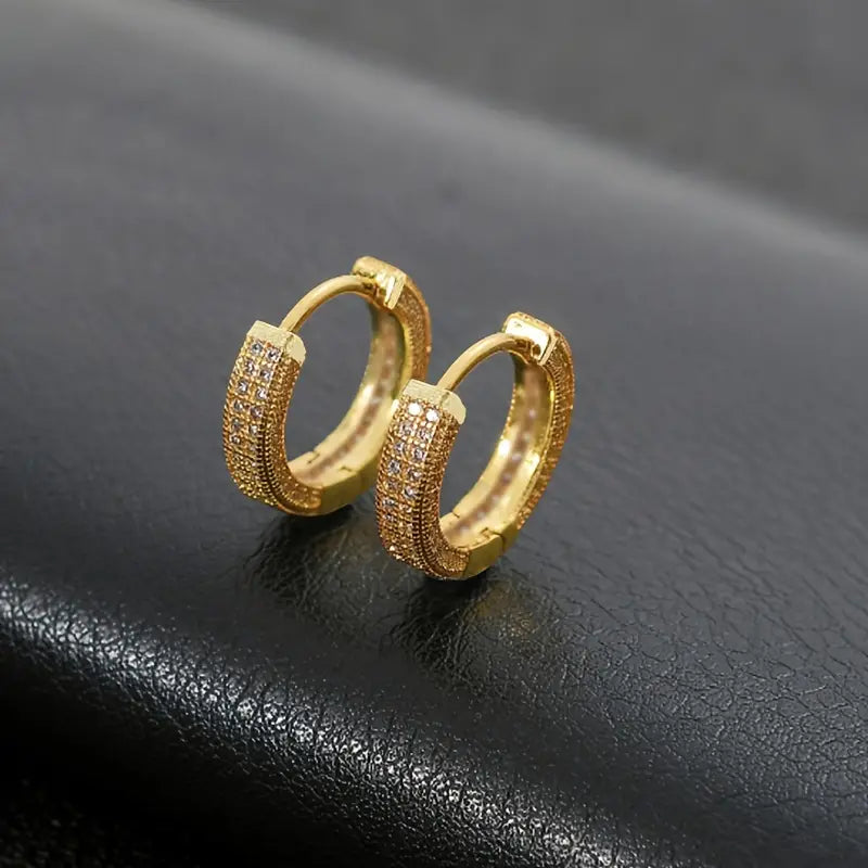 Stainless Steel Iced Out Hoop Earrings