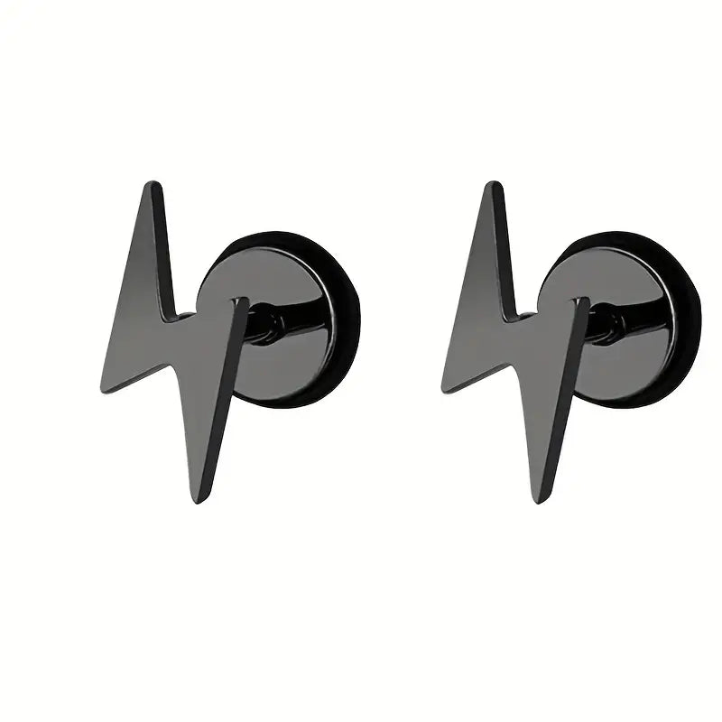 Stainless Steel Lightning Stud Earrings