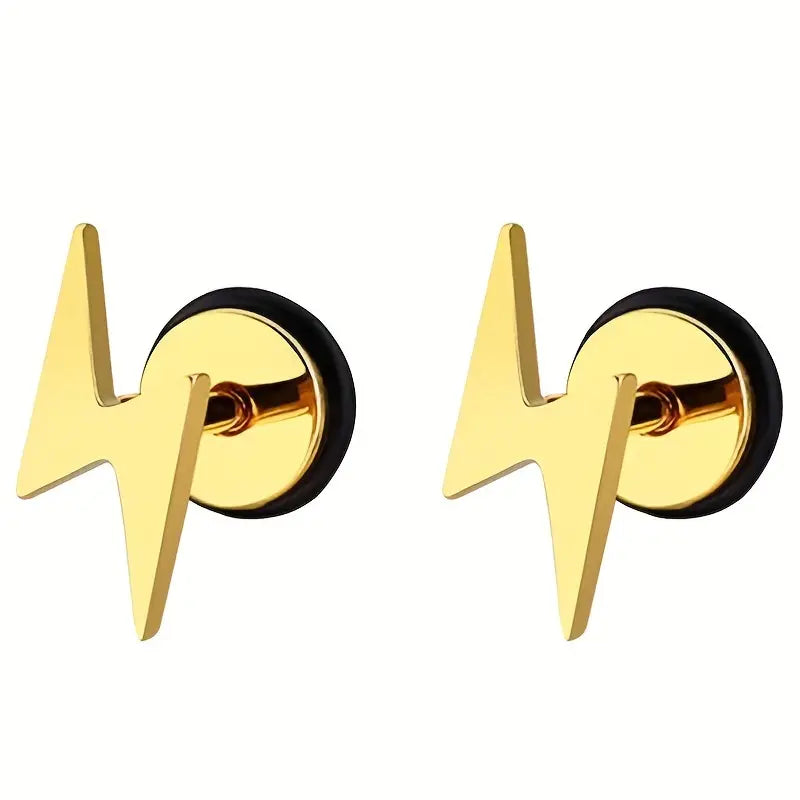 Stainless Steel Lightning Stud Earrings
