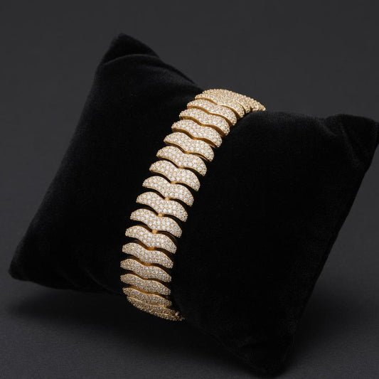 21mm Gold Iced out Millipede Miami Cuban Link 8 Inch Bracelet