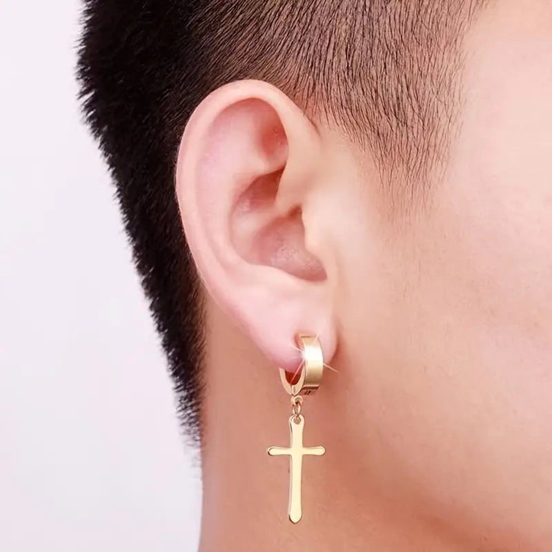 Stainless Steel 15 Pairs Variety Pack Cross Earrings Hoop