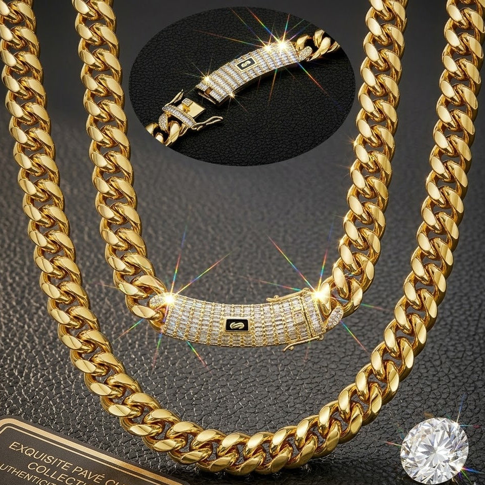 Iced out Bagguette Clasp Miami Cuban Link Collection