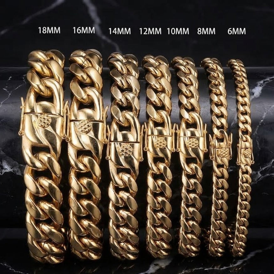 Cuban Miami Link Box Clasp Bracelet