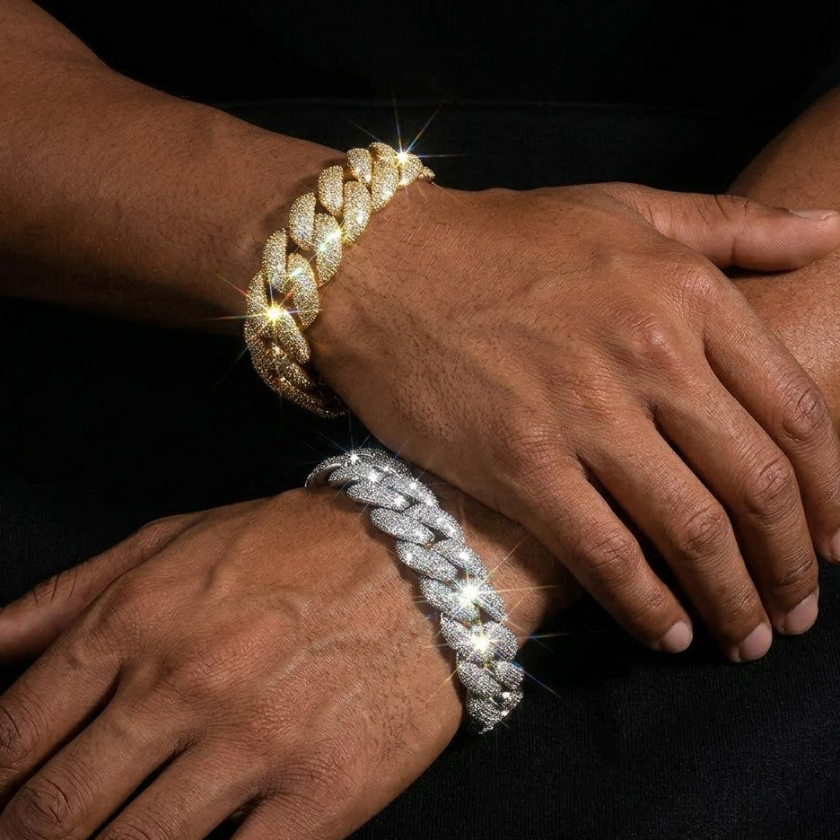 24mm Iced Out Heavy Bubble Miami Cuban Chain Bracelet