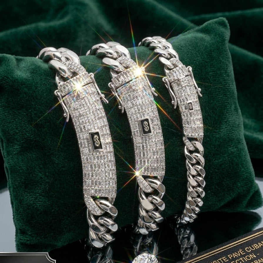 Iced out Bagguette Clasp Miami Cuban Link Collection