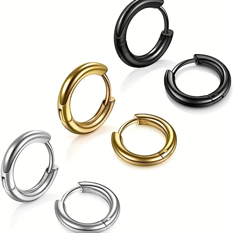 Stainless Steel Skinny Hoop Earrings