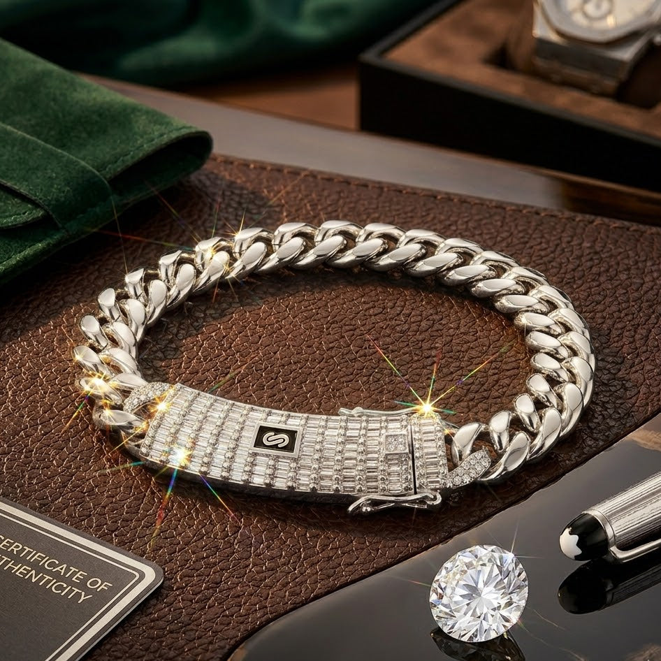 Iced out Bagguette Clasp Miami Cuban Link Collection