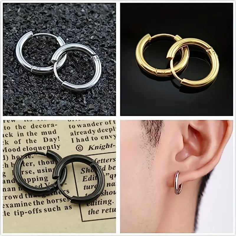 Stainless Steel Skinny Hoop Earrings