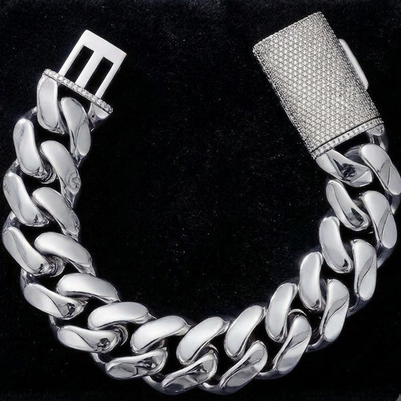 8.5 inch Cuban Miami Link Iced Out Clasp Bracelet