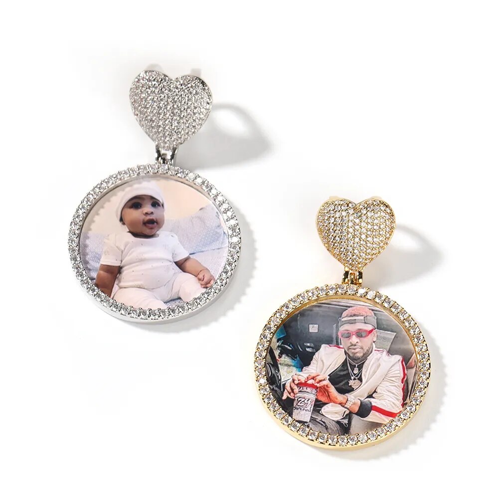 Heart Clasp Custom Photo Memory Pendant for Men & Women