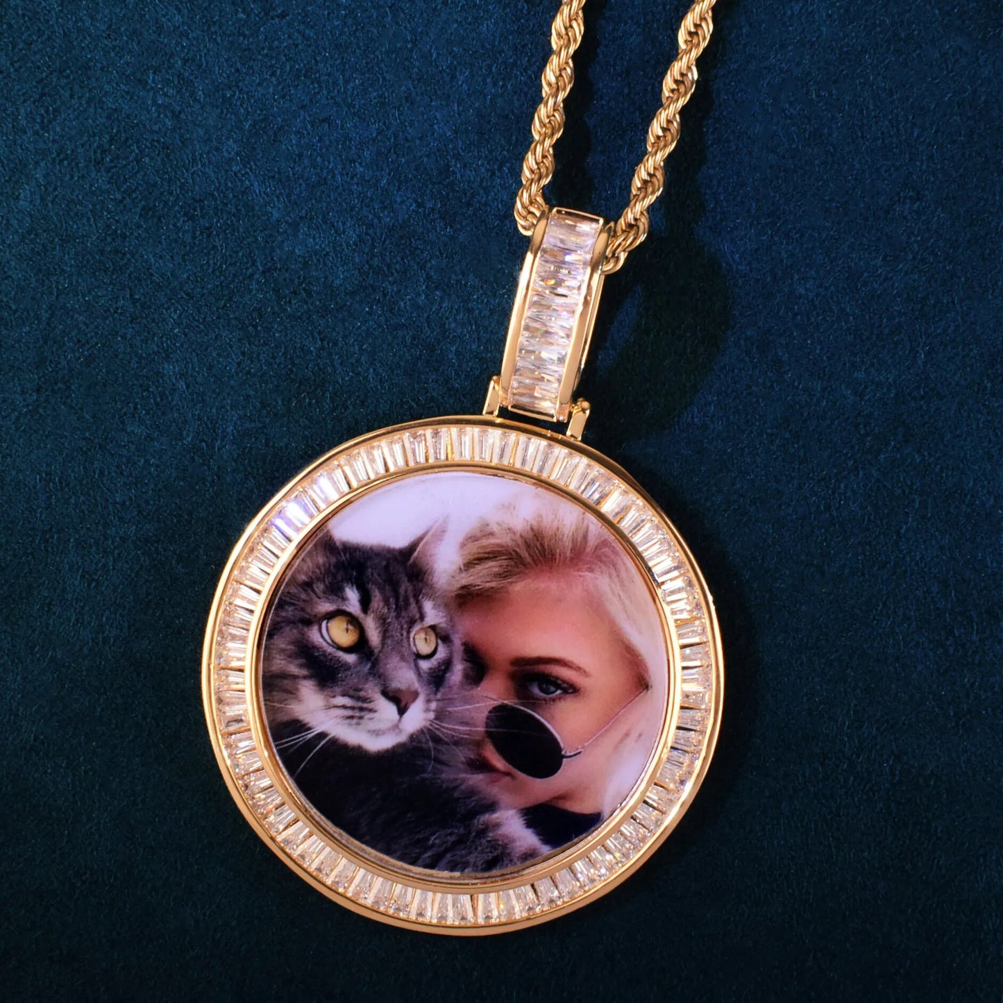 Baguette CZ Iced Out Custom Photo Pendant for Men & Women