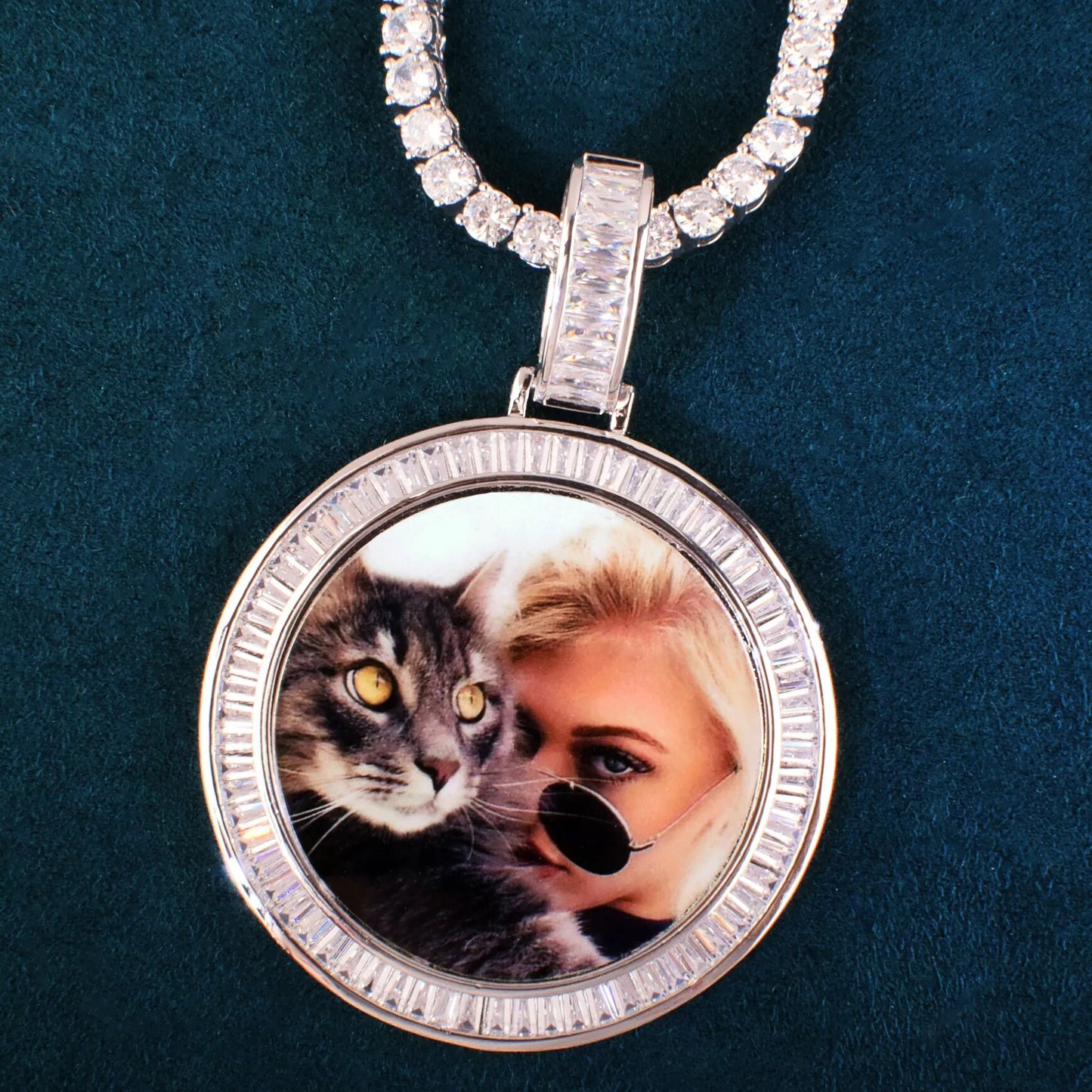 Baguette CZ Iced Out Custom Photo Pendant for Men & Women