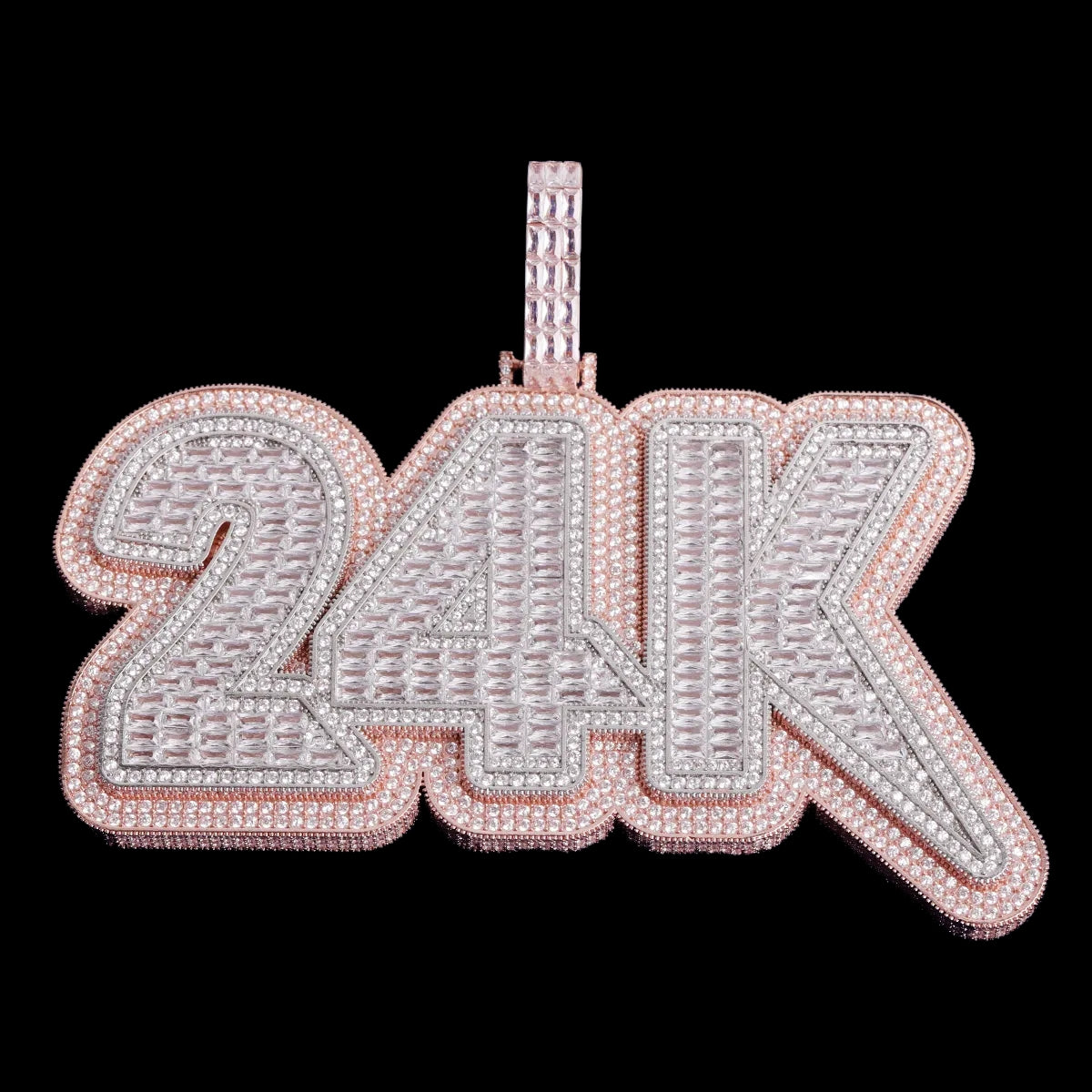 Customized Name Iced Out Large Baguette Pendant
