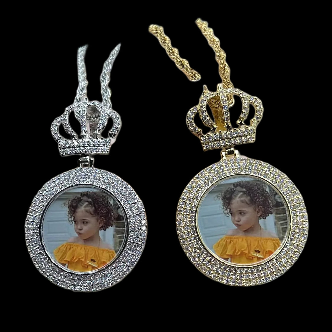 Crown Design Custom Photo Memory Pendant for Men & Women