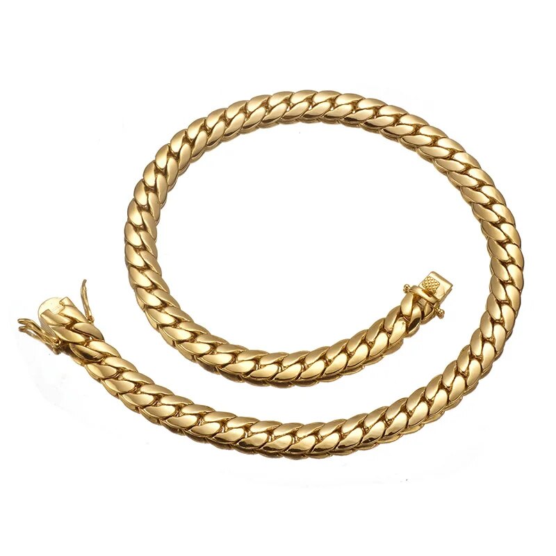 Gold Color Rounded Cuban Link Chain