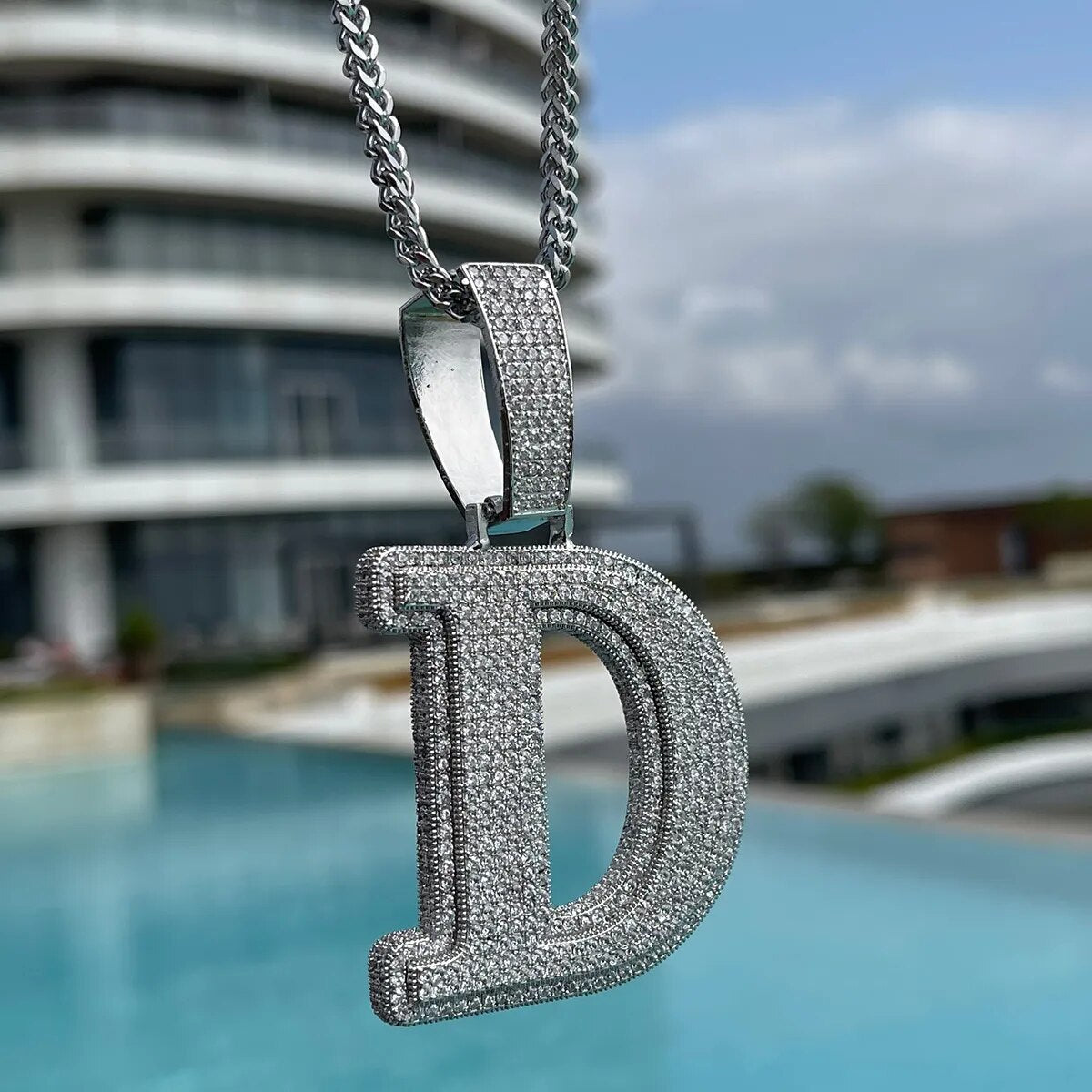 Double Layer Block Initials Pendant