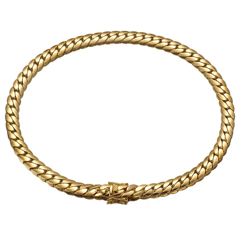 Gold Color Rounded Cuban Link Chain