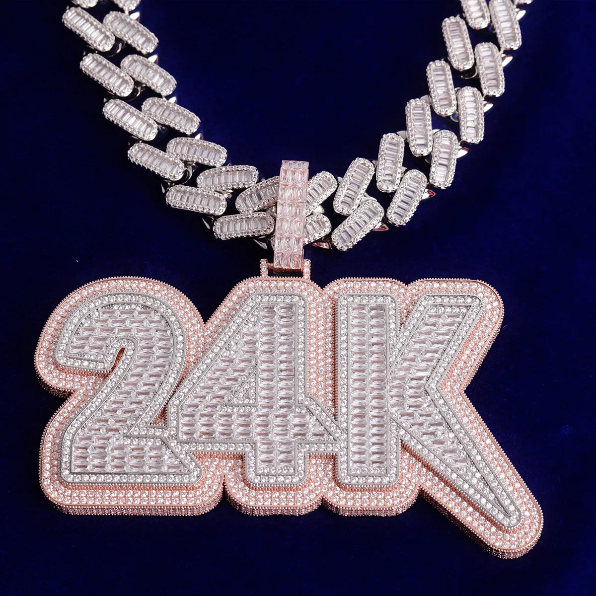 Customized Name Iced Out Large Baguette Pendant