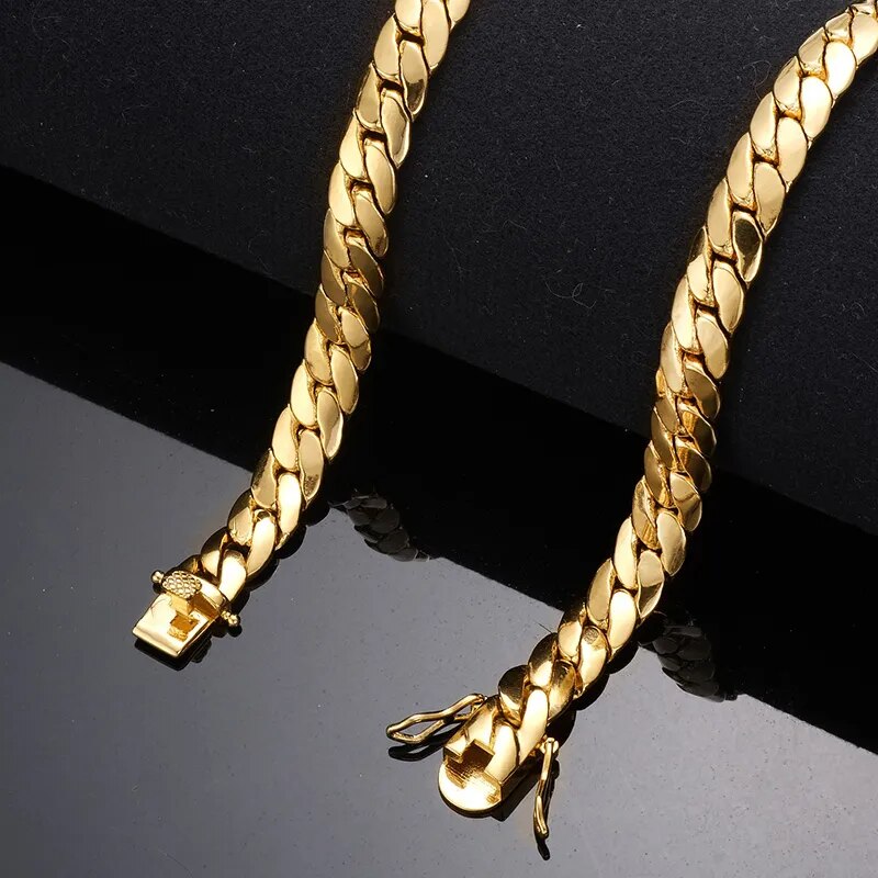 Gold Color Rounded Cuban Link Chain