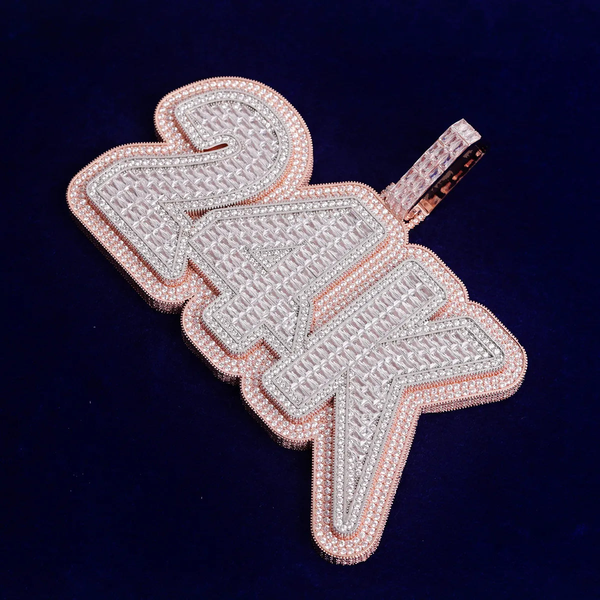 Customized Name Iced Out Large Baguette Pendant