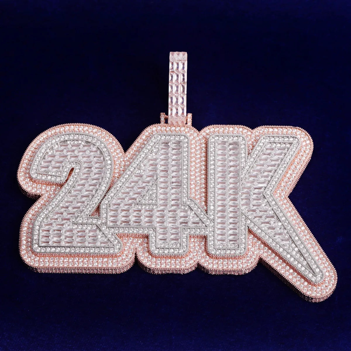 Customized Name Iced Out Large Baguette Pendant