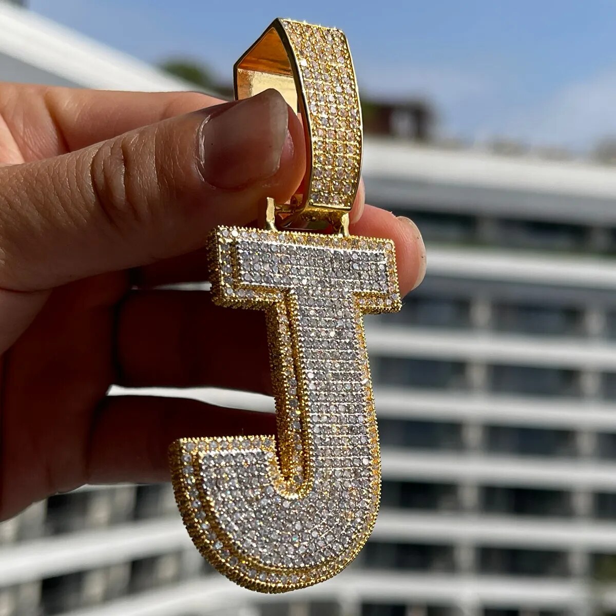 Double Layer Block Initials Pendant