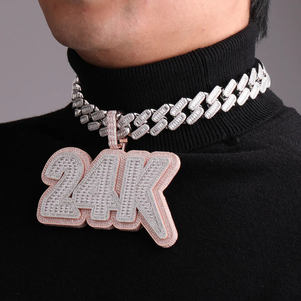 Customized Name Iced Out Large Baguette Pendant
