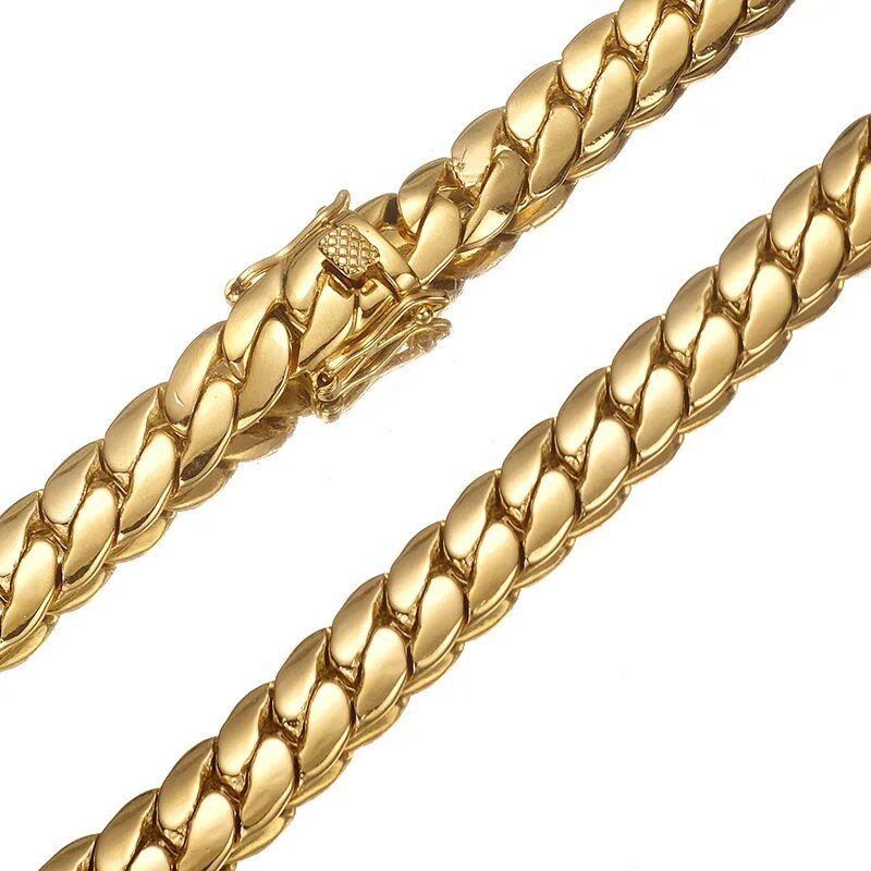 Gold Color Rounded Cuban Link Chain