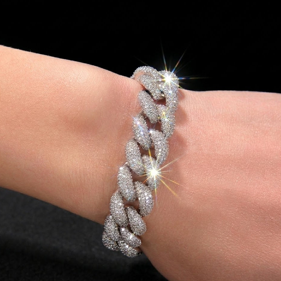 24mm Iced Out Heavy Bubble Miami Cuban Chain Bracelet