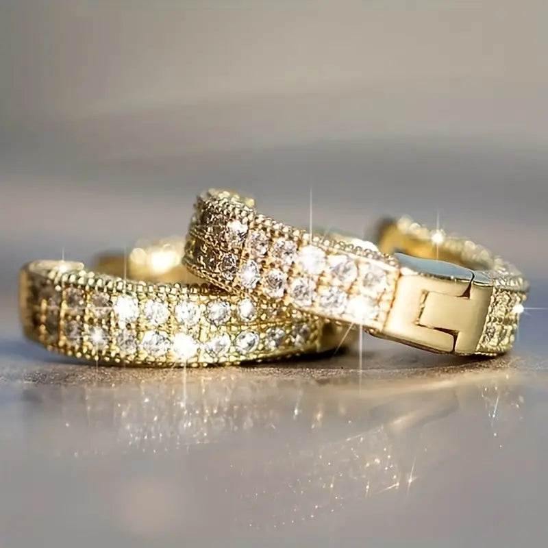 Stainless Steel Iced Out Hoop Earrings
