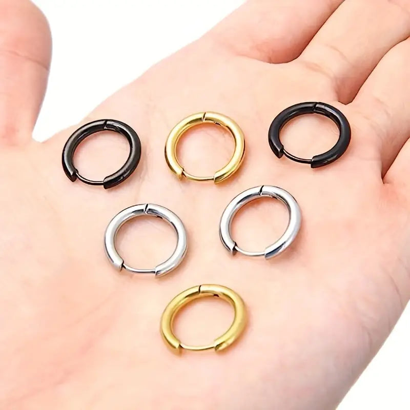 Stainless Steel Skinny Hoop Earrings