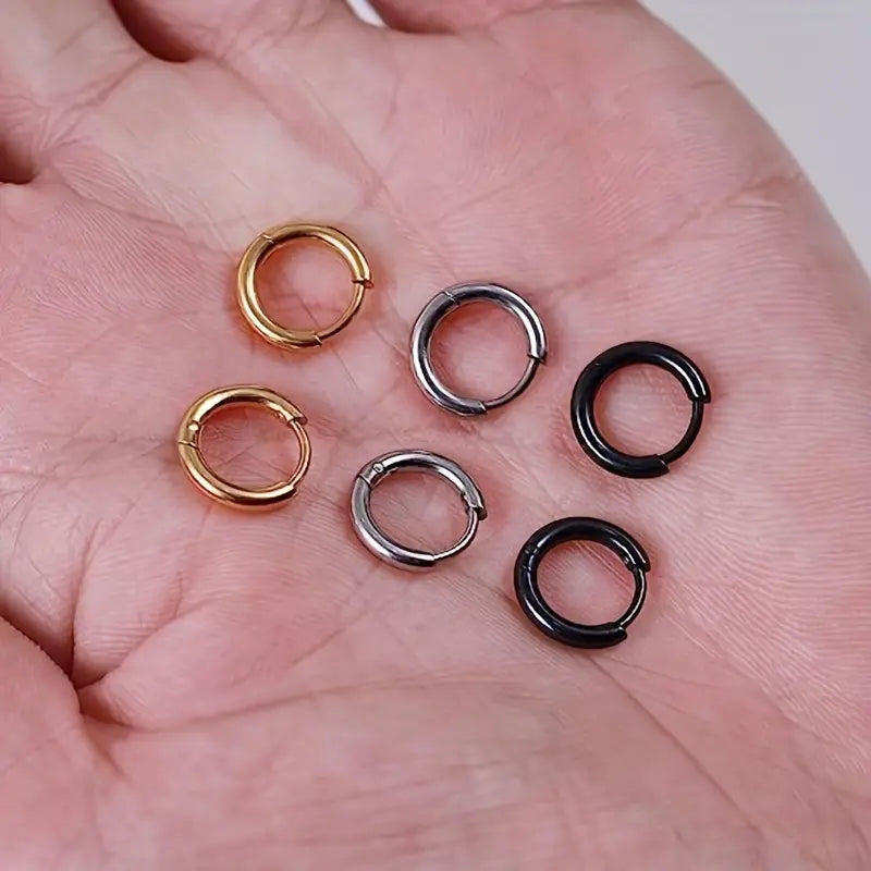 Stainless Steel Skinny Hoop Earrings