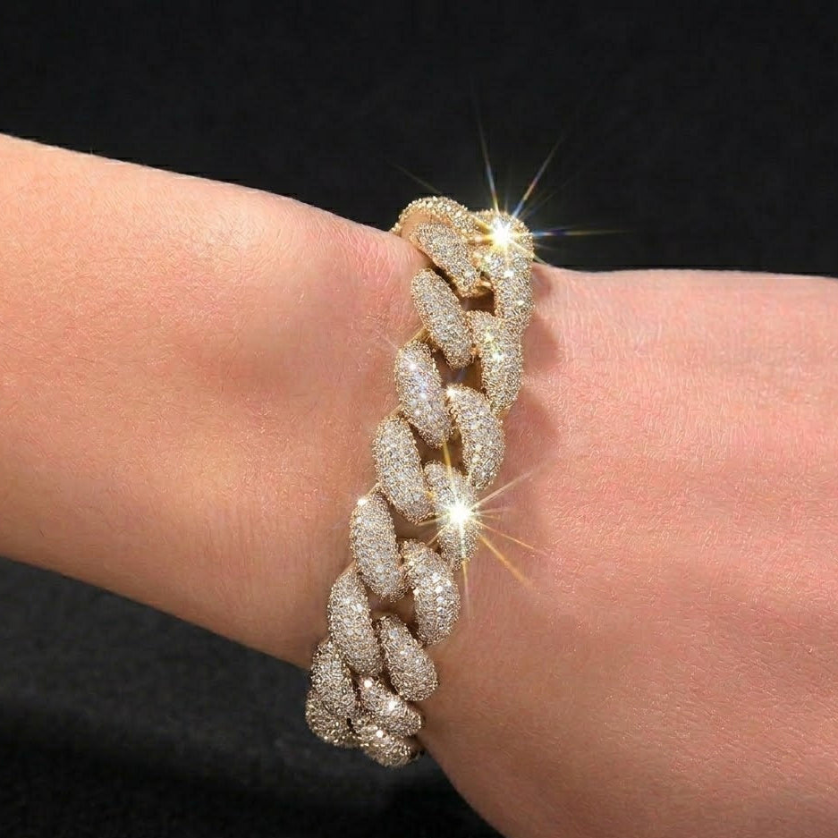 24mm Iced Out Heavy Bubble Miami Cuban Chain Bracelet