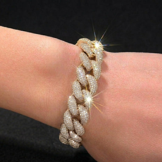 24mm Iced Out Heavy Bubble Miami Cuban Chain Bracelet